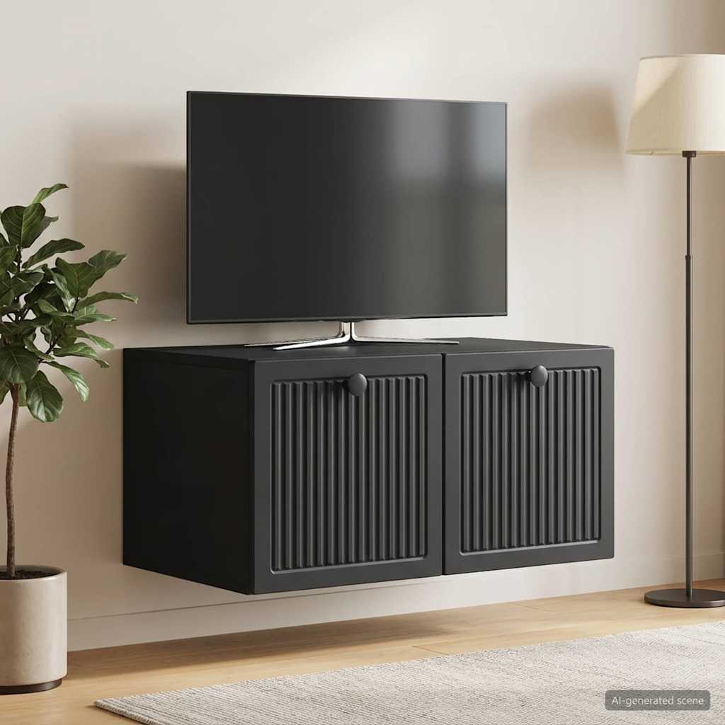 Wandbeugel TV-kast Zwart 59,5 x 41 x 30 cm Bewerkt hout