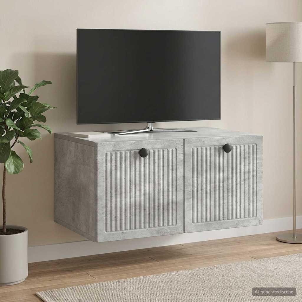 Wandbeugel TV-kast Betongrijs 59,5 x 41 x 30 cm Bewerkt hout