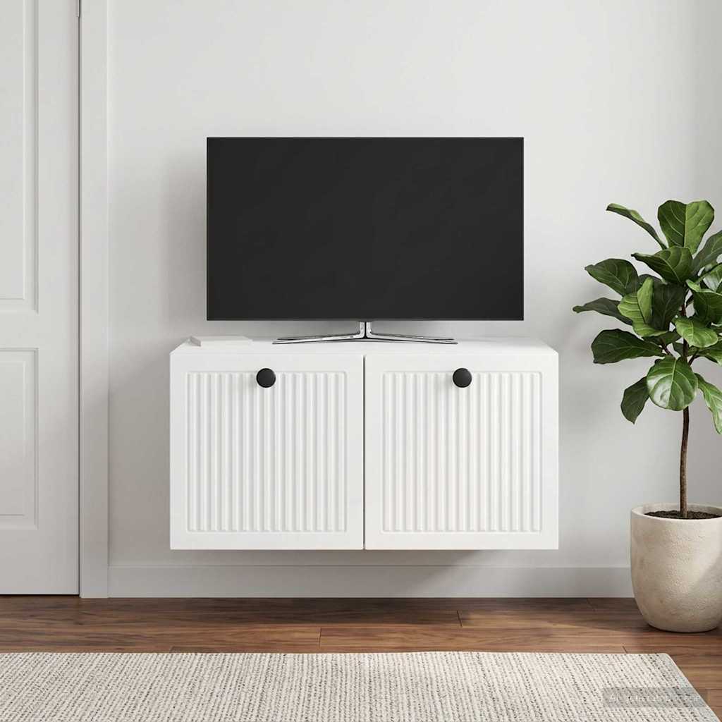 Wandbeugel TV-kast Hoogglans Wit 59,5 x 41 x 30 cm Bewerkt hout – afbeelding 1