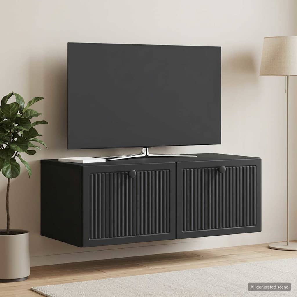 Wandbeugel TV-kast Zwart 78,5 x 41 x 30 cm Bewerkt hout