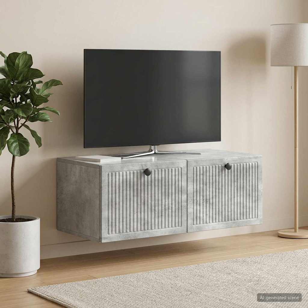 Wandbeugel TV-kast Betongrijs 78,5 x 41 x 30 cm Bewerkt hout