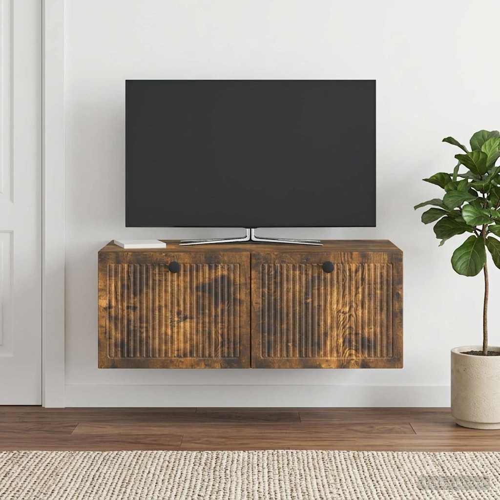 Wandbeugel TV-kast Gerookt eiken 78,5 x 41 x 30 cm Bewerkt hout