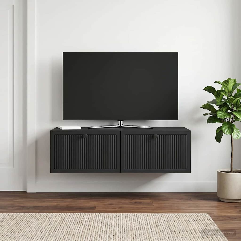 Wandbeugel TV-kast Zwart 98 x 41 x 30 cm Bewerkt hout