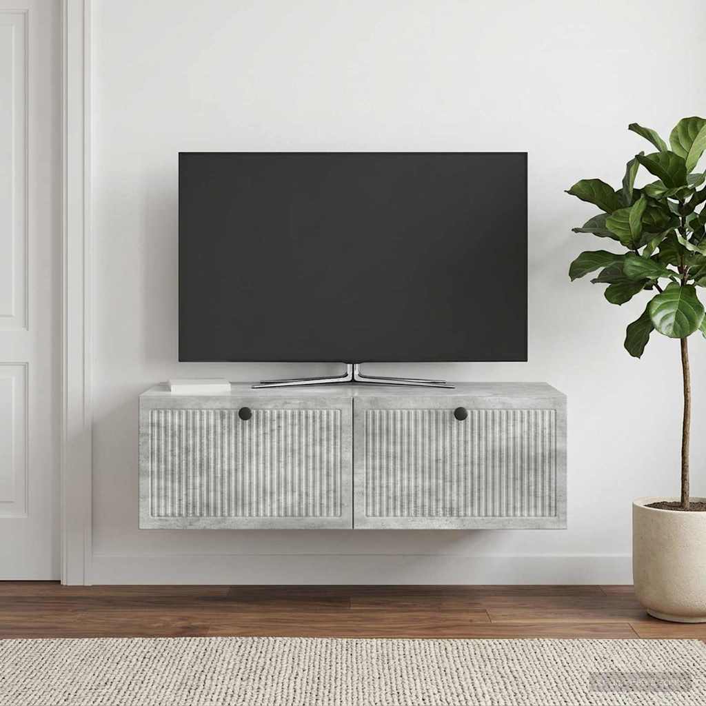Wandbeugel TV-kast Betongrijs 98 x 41 x 30 cm Bewerkt hout