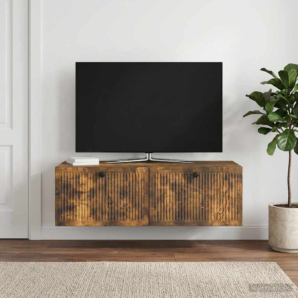 Wandbeugel TV-kast Gerookt eiken 98 x 41 x 30 cm Bewerkt hout
