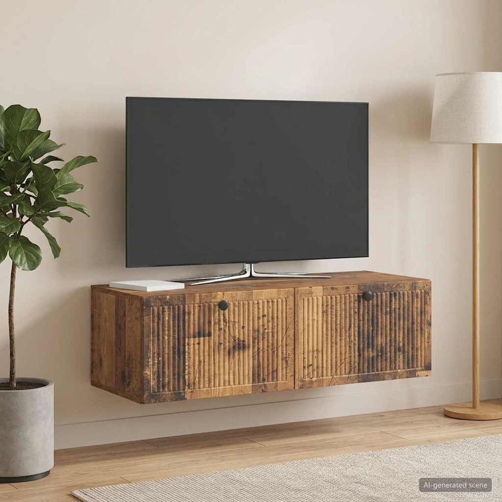 Wandbeugel TV-kast Oud hout 98 x 41 x 30 cm Bewerkt hout