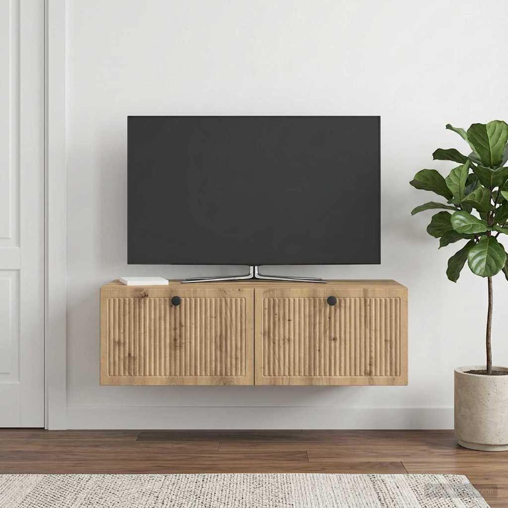 Wandbeugel TV-kast Artisanaal eiken 98 x 41 x 30 cm