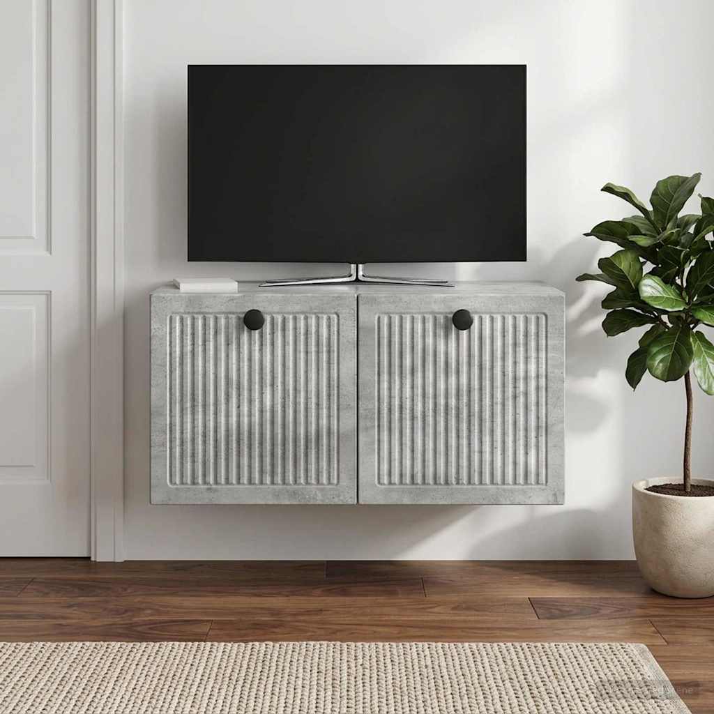 Wandbeugel TV-kast Betongrijs 59,5 x 31 x 30 cm Bewerkt hout