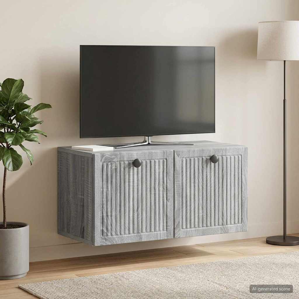 Wandbeugel TV-kast Grijs sonoma 59,5 x 31 x 30 cm Bewerkt hout