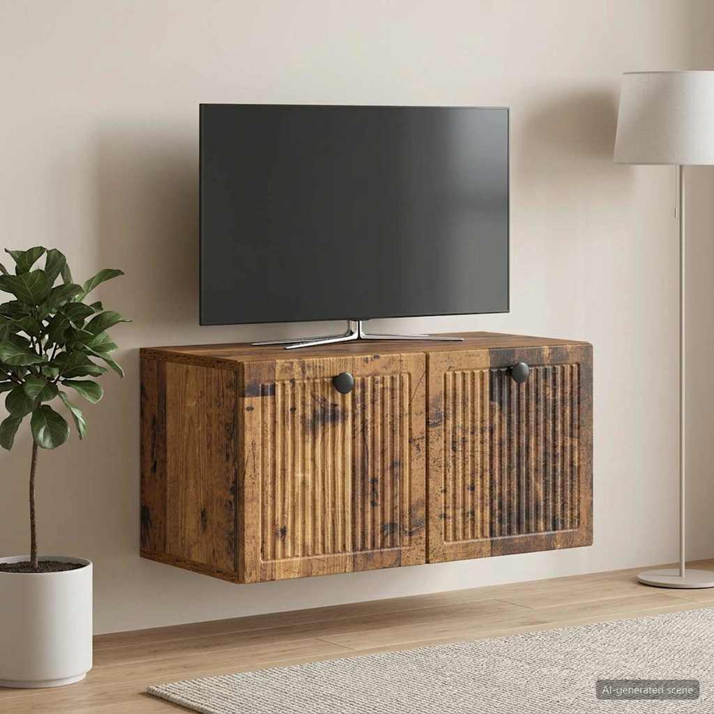 Wandbeugel TV-kast Oud hout 59,5 x 31 x 30 cm Bewerkt hout