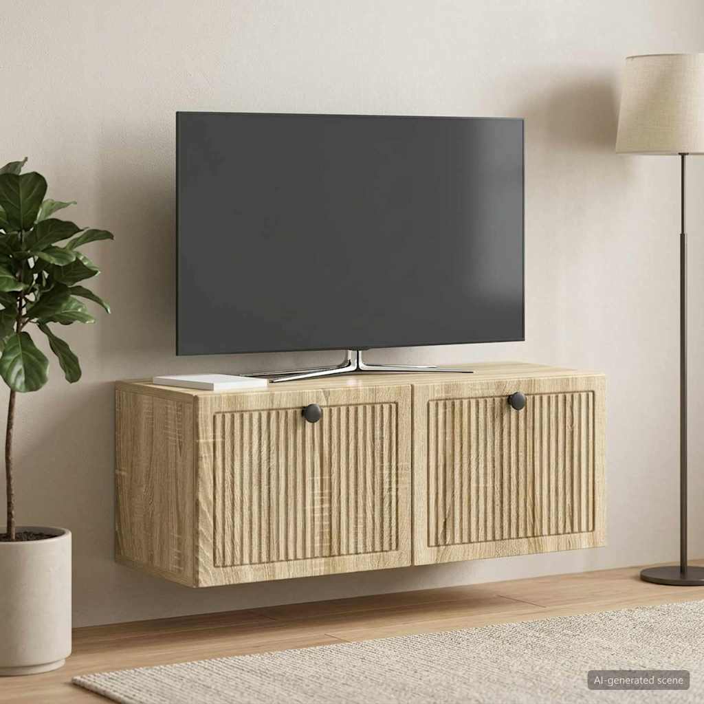Wandbeugel TV-kast Sonoma Eiken 78,5 x 31 x 30 cm Bewerkt hout