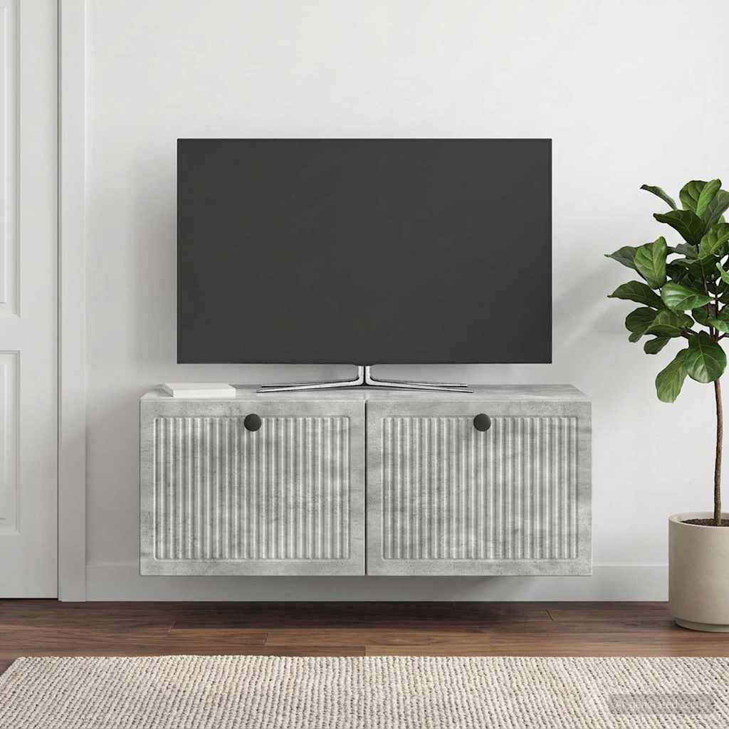 Wandbeugel TV-kast Betongrijs 78,5 x 31 x 30 cm Bewerkt hout