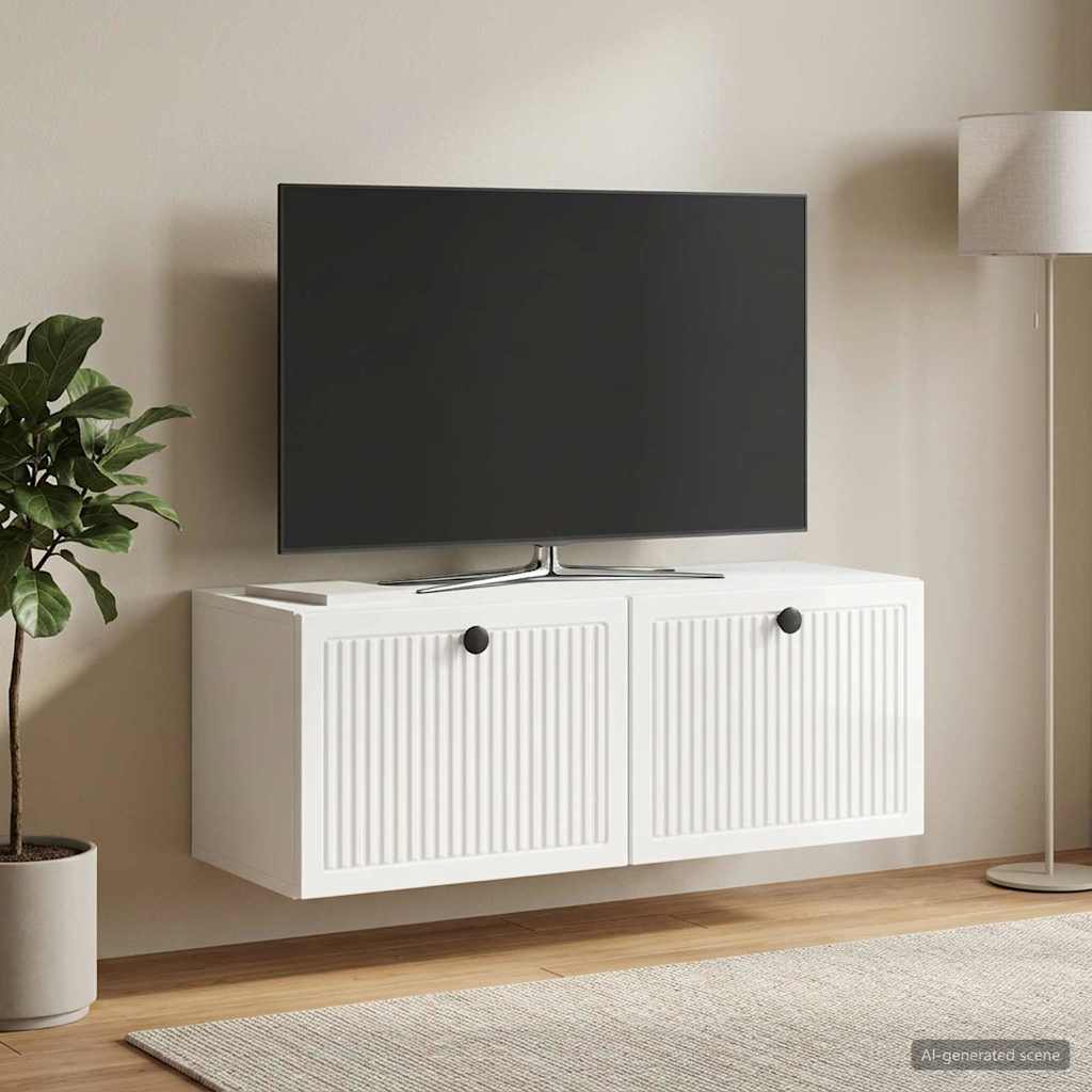 Wandbeugel TV-kast Hoogglans Wit 78,5 x 31 x 30 cm Bewerkt hout – afbeelding 1