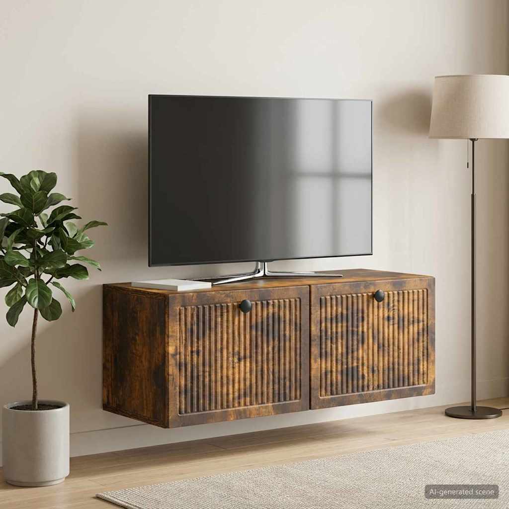 Wandbeugel TV-kast Gerookt eiken 78,5 x 31 x 30 cm Bewerkt hout – afbeelding 1
