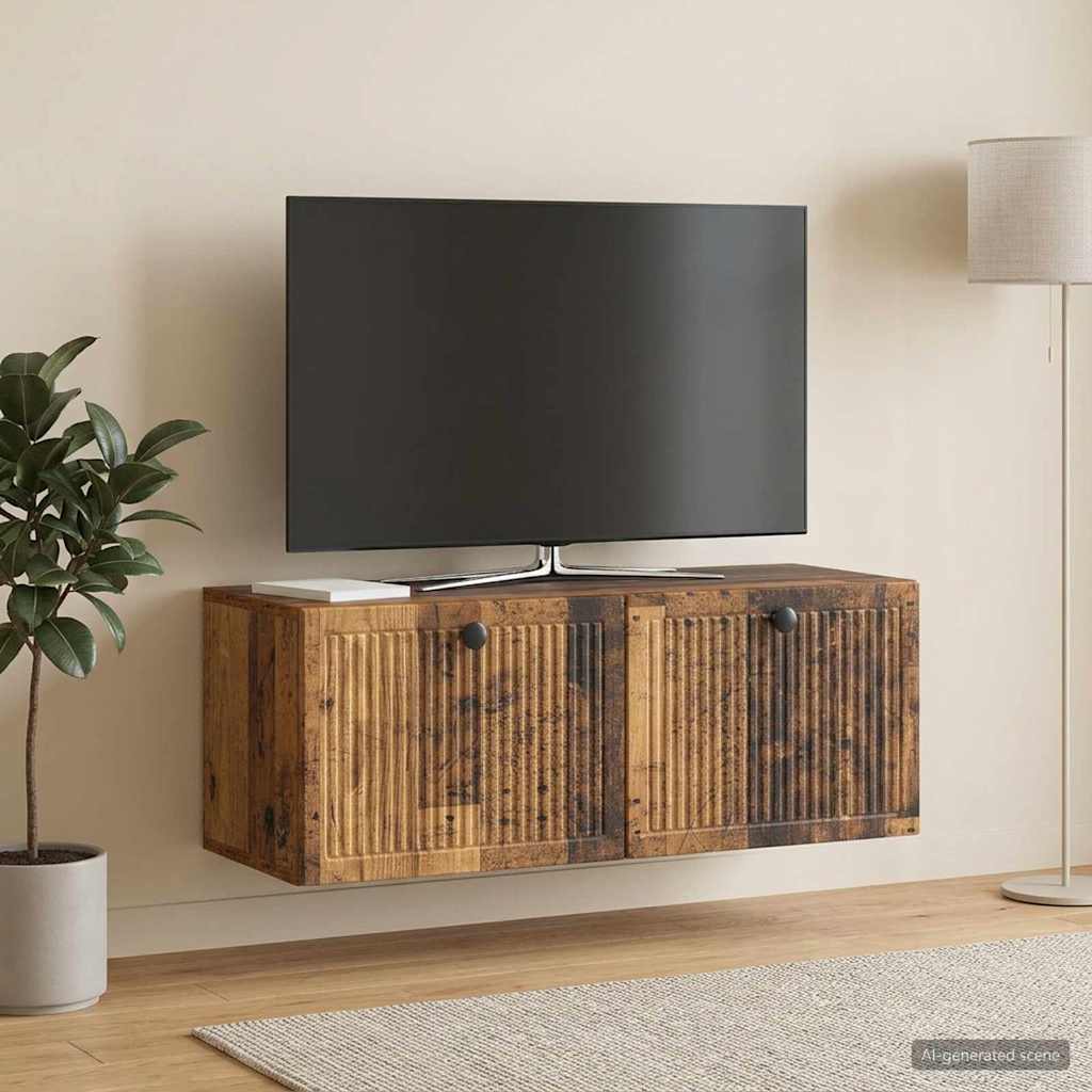 Wandbeugel TV-kast Oud hout 78,5 x 31 x 30 cm Bewerkt hout – afbeelding 1
