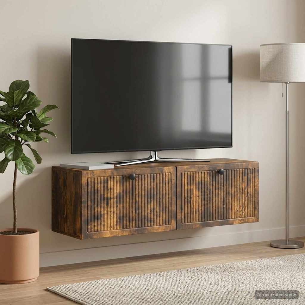Wandbeugel TV-kast Gerookt eiken 98 x 31 x 30 cm Bewerkt hout