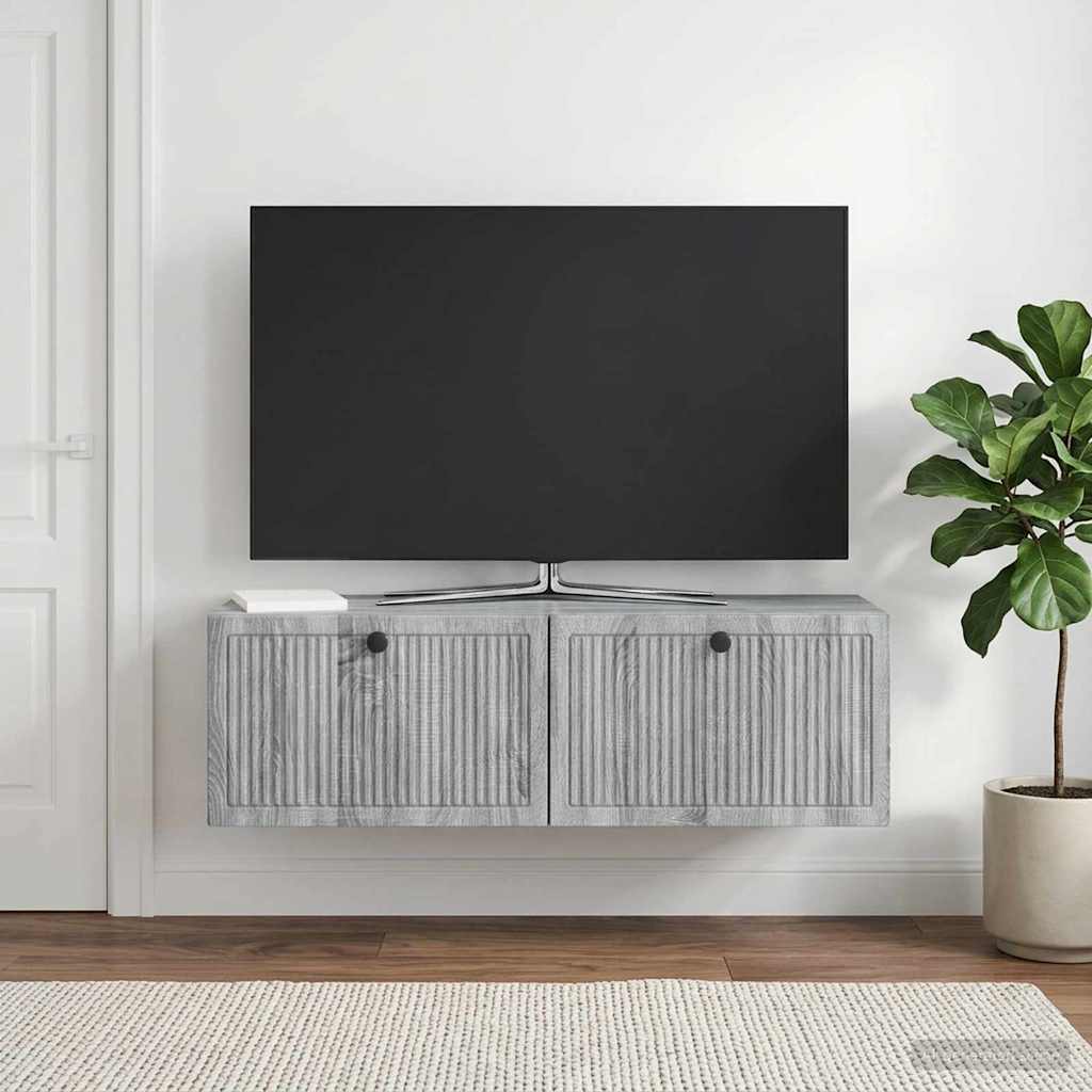 Wandbeugel TV-kast Grijs sonoma 98 x 31 x 30 cm Bewerkt hout – afbeelding 1