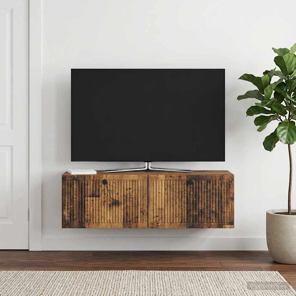 Wandbeugel TV-kast Oud hout 98 x 31 x 30 cm Bewerkt hout