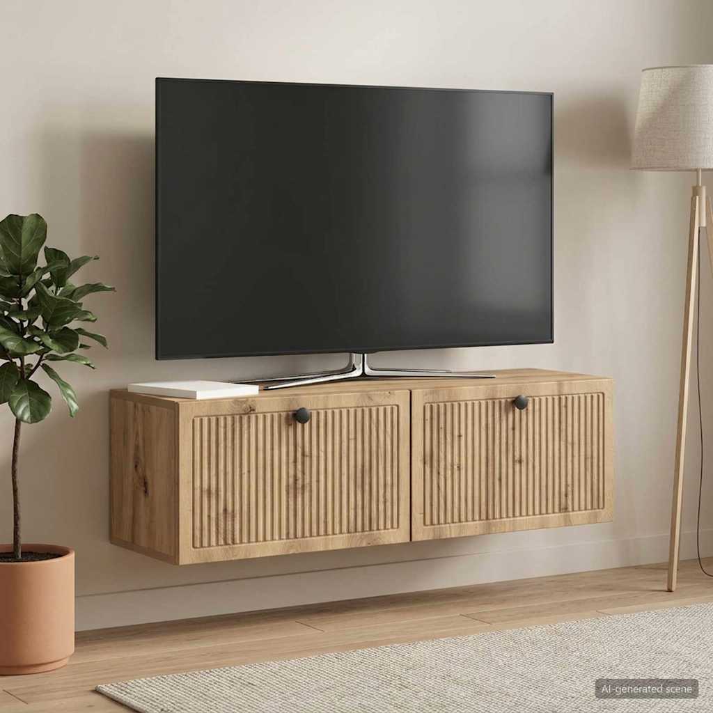 Wandbeugel TV-kast Artisanaal eiken 98 x 31 x 30 cm
