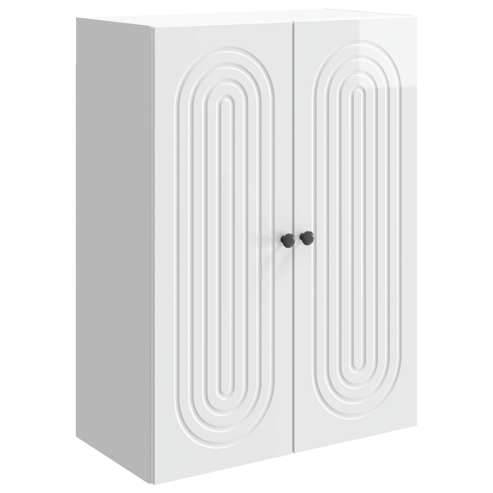 Wandkast Hoogglans Wit 66 x 34,5 x 90 cm Bewerkt hout – afbeelding 2