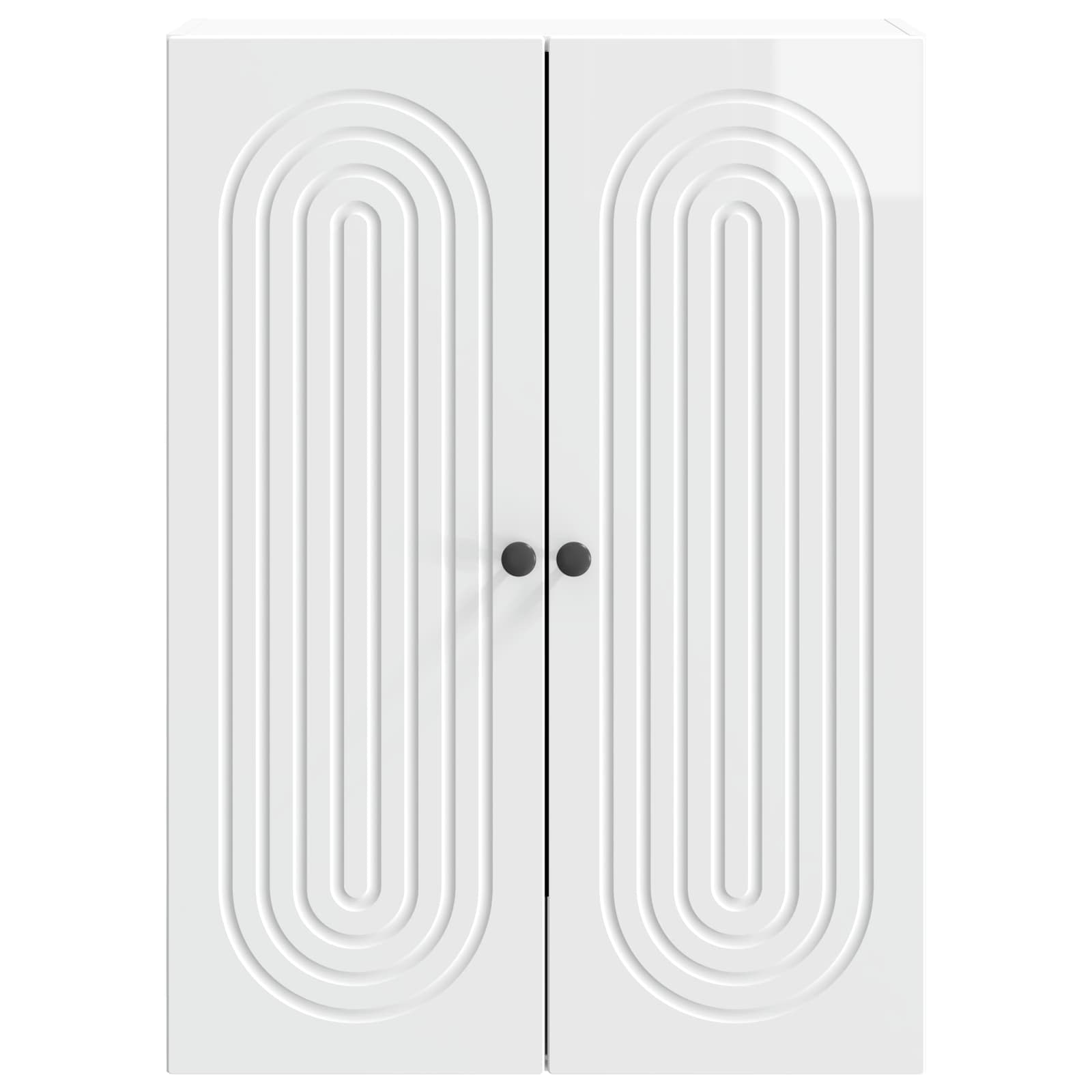 Wandkast Hoogglans Wit 66 x 34,5 x 90 cm Bewerkt hout – afbeelding 4