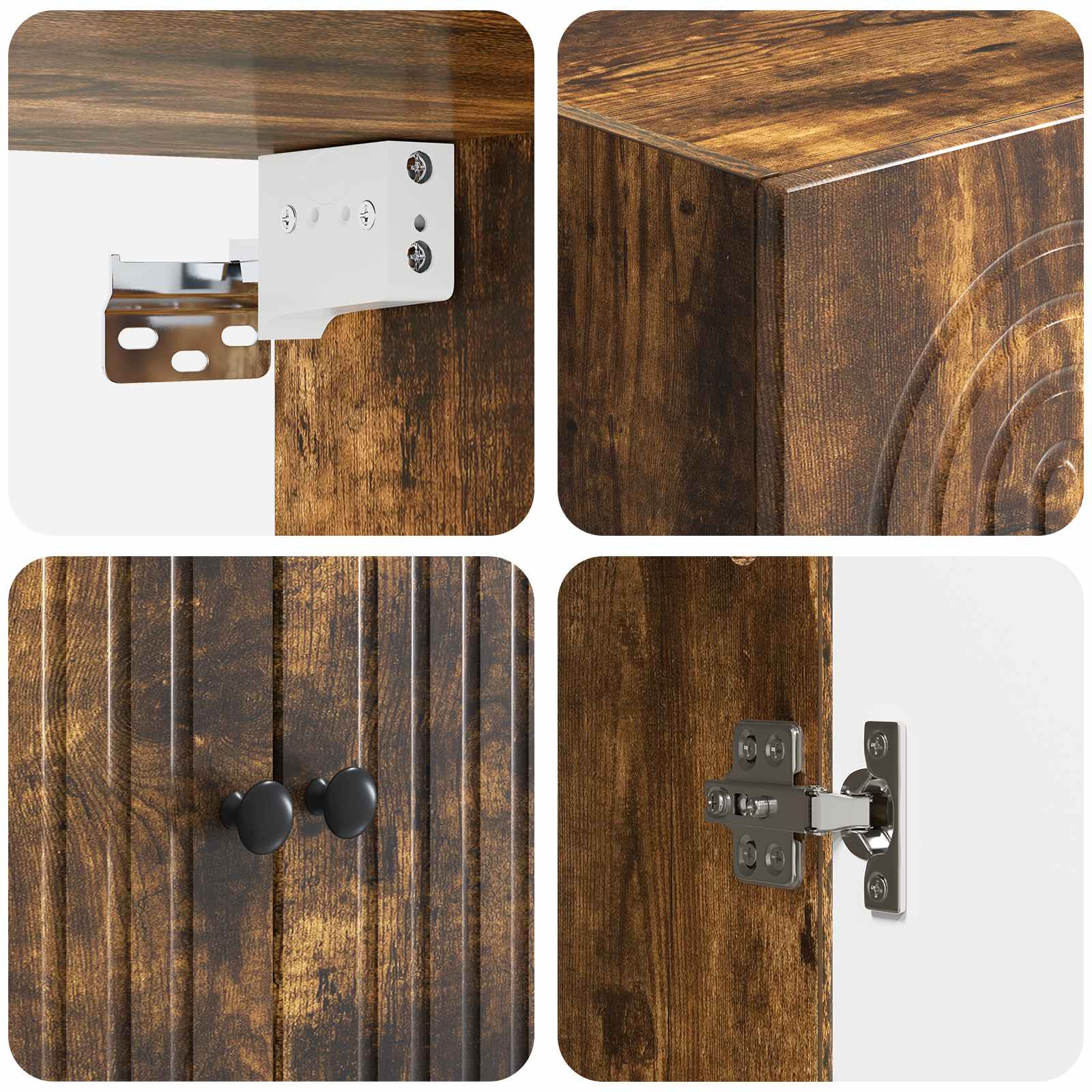 Wandkast Gerookt eiken 66 x 34,5 x 90 cm Bewerkt hout – afbeelding 7