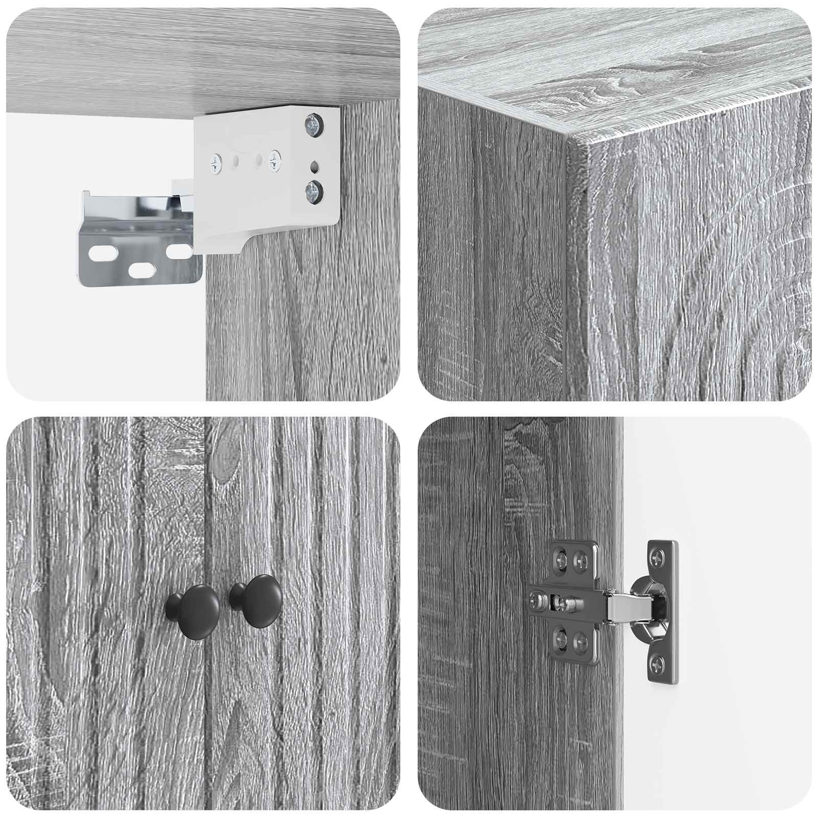Wandkast Grijs Sonoma 66 x 34,5 x 90 cm Bewerkt hout – afbeelding 7