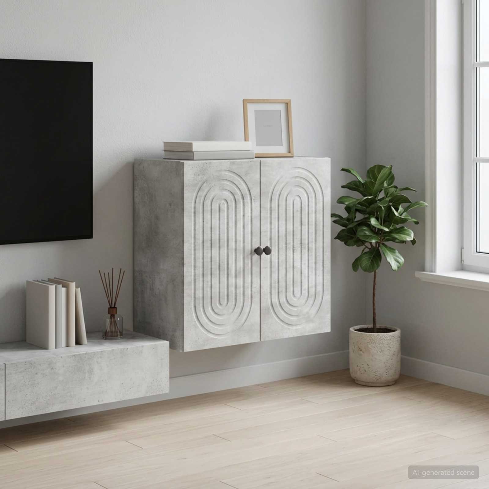 Wandkast Betongrijs 59 x 31 x 60 cm Bewerkt hout – afbeelding 1