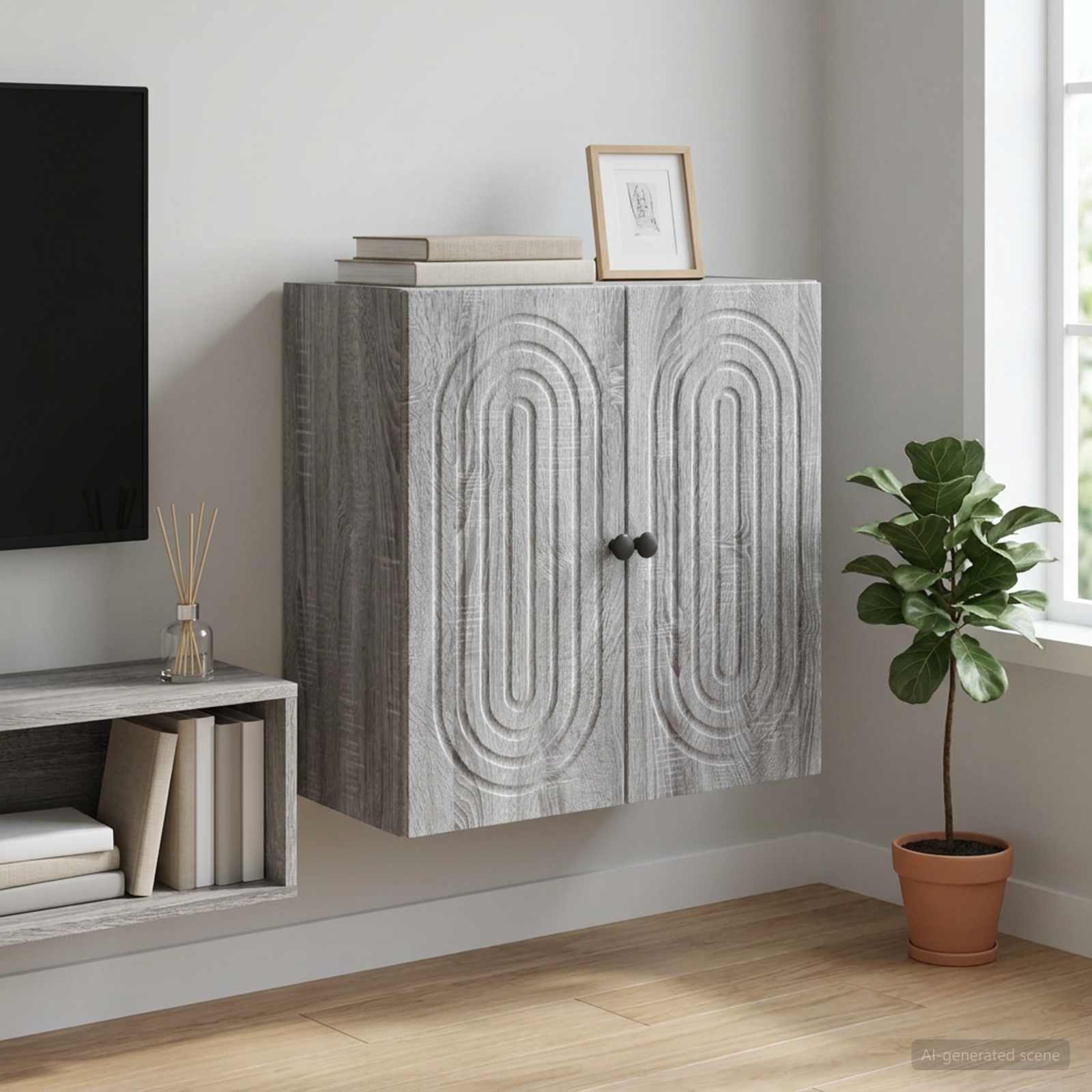 Wandkast Grijs Sonoma 59 x 31 x 60 cm Bewerkt hout