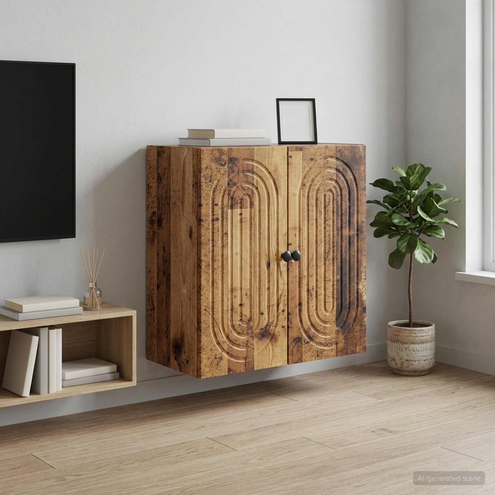 Wandkast Oud hout 59 x 31 x 60 cm Bewerkt hout