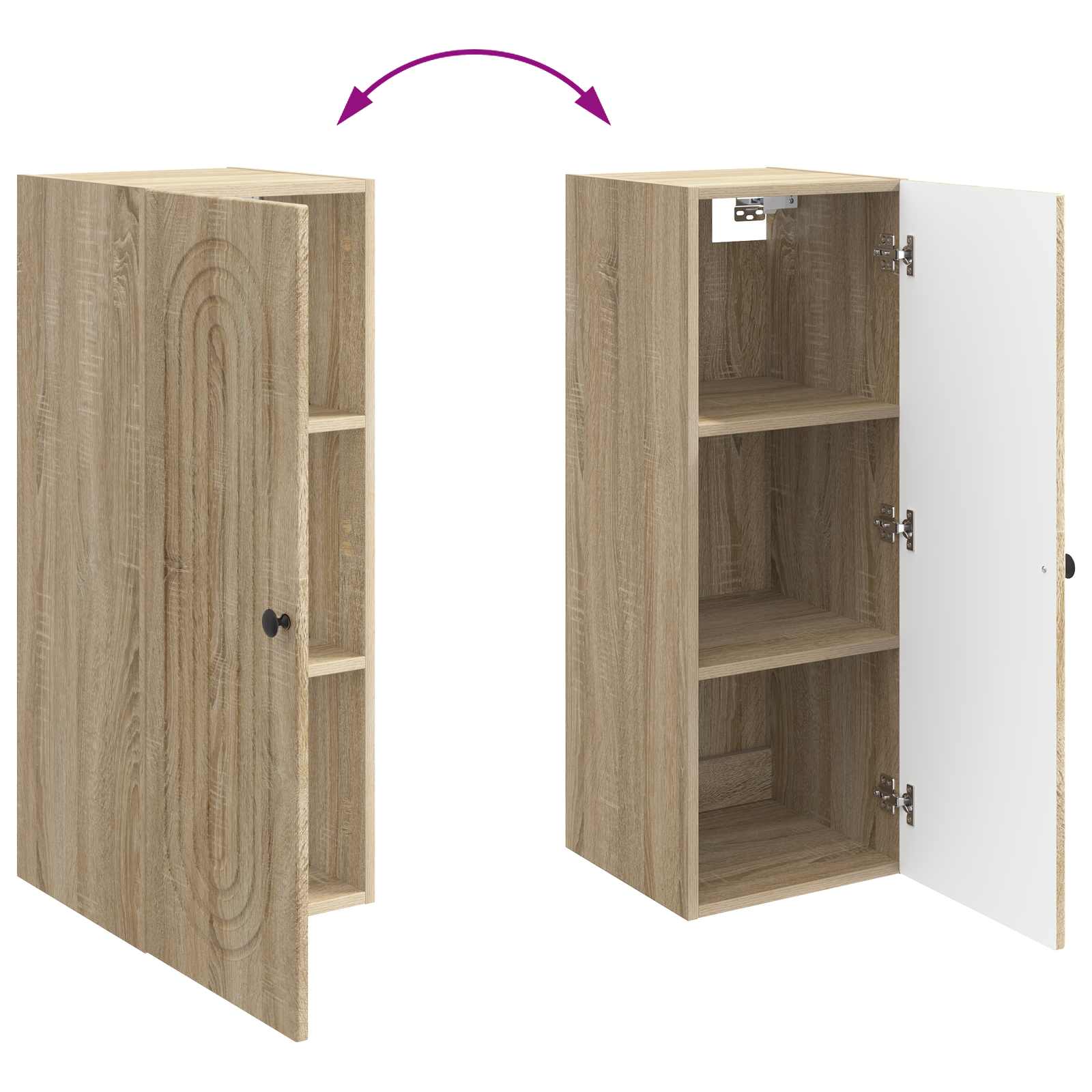 Wandkast Sonoma Eiken 33 x 34,5 x 90 cm Bewerkt hout – afbeelding 8