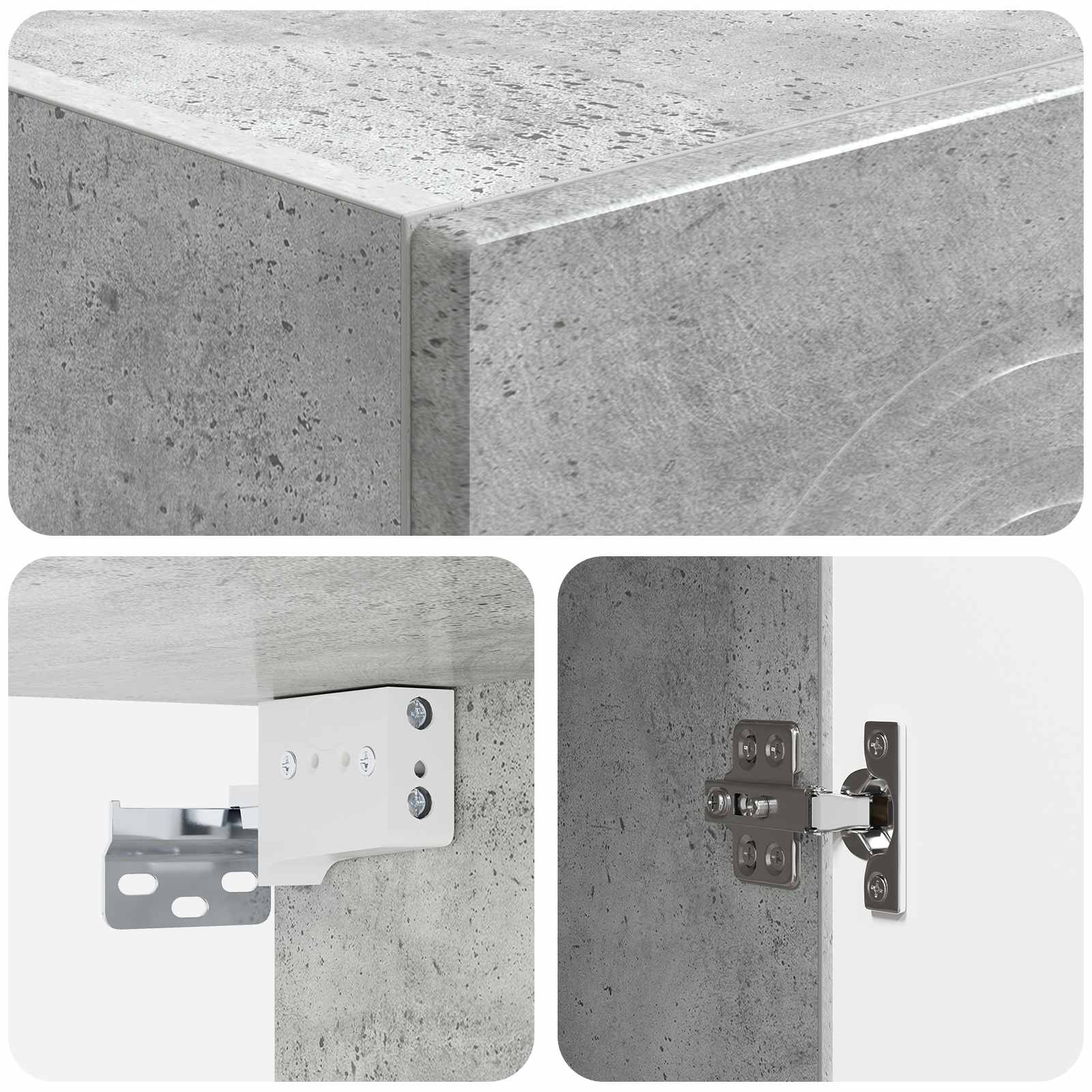 Wandkast Betongrijs 33 x 34,5 x 90 cm Bewerkt hout – afbeelding 7