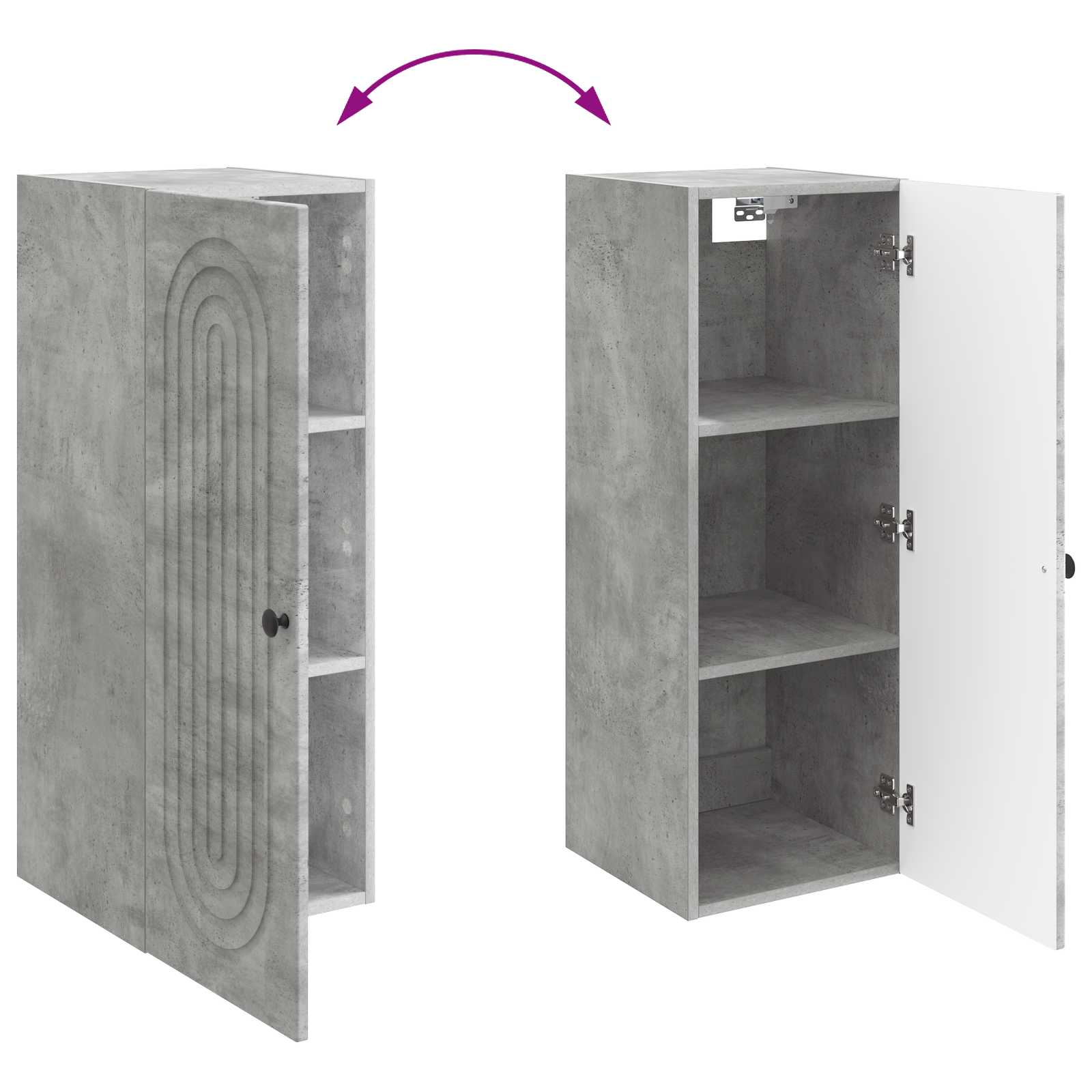 Wandkast Betongrijs 33 x 34,5 x 90 cm Bewerkt hout – afbeelding 8