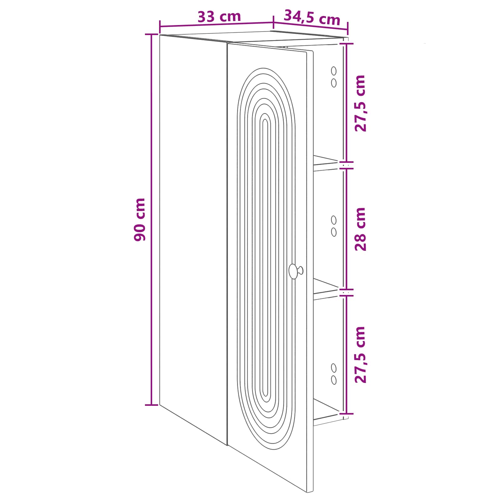 Wandkast Betongrijs 33 x 34,5 x 90 cm Bewerkt hout – afbeelding 9
