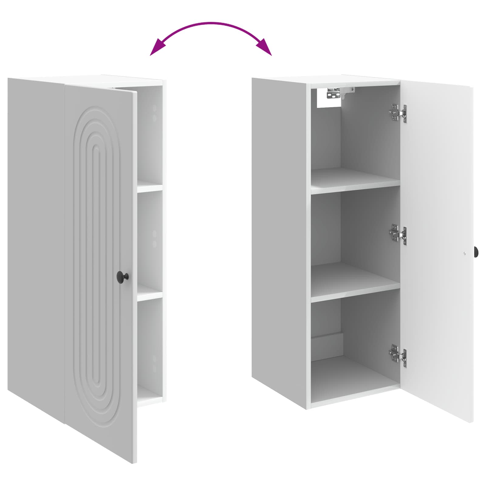 Wandkast Hoogglans Wit 33 x 34,5 x 90 cm Bewerkt hout – afbeelding 8
