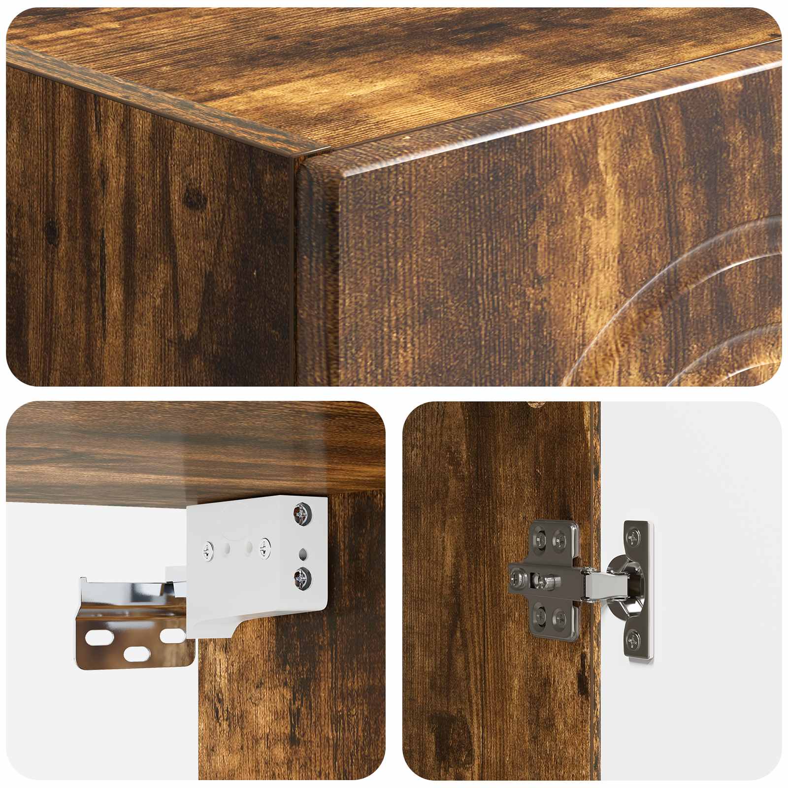 Wandkast Gerookt eiken 33 x 34,5 x 90 cm Bewerkt hout – afbeelding 7