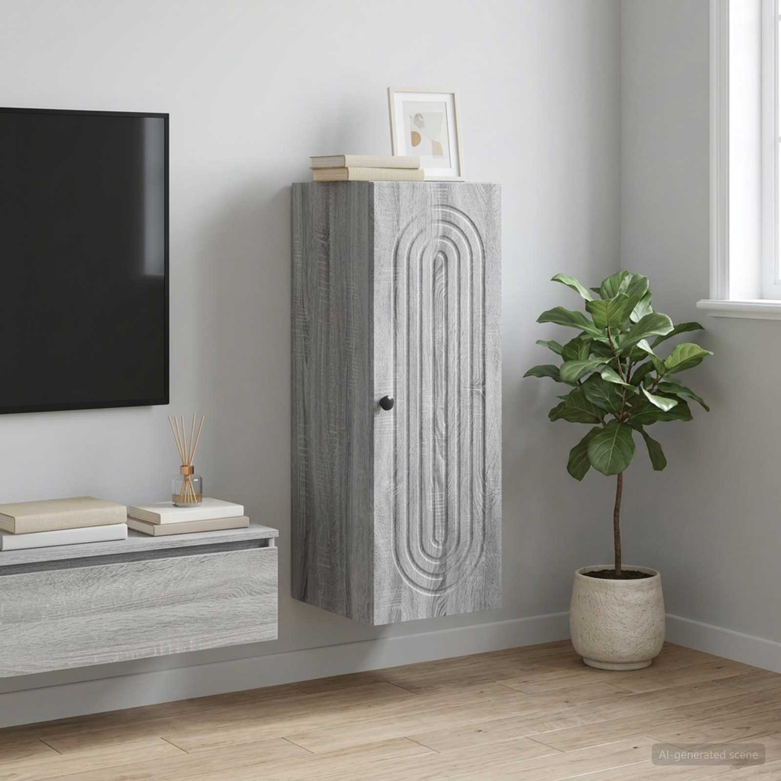 Wandkast Grijs Sonoma 33 x 34,5 x 90 cm Bewerkt hout – afbeelding 1