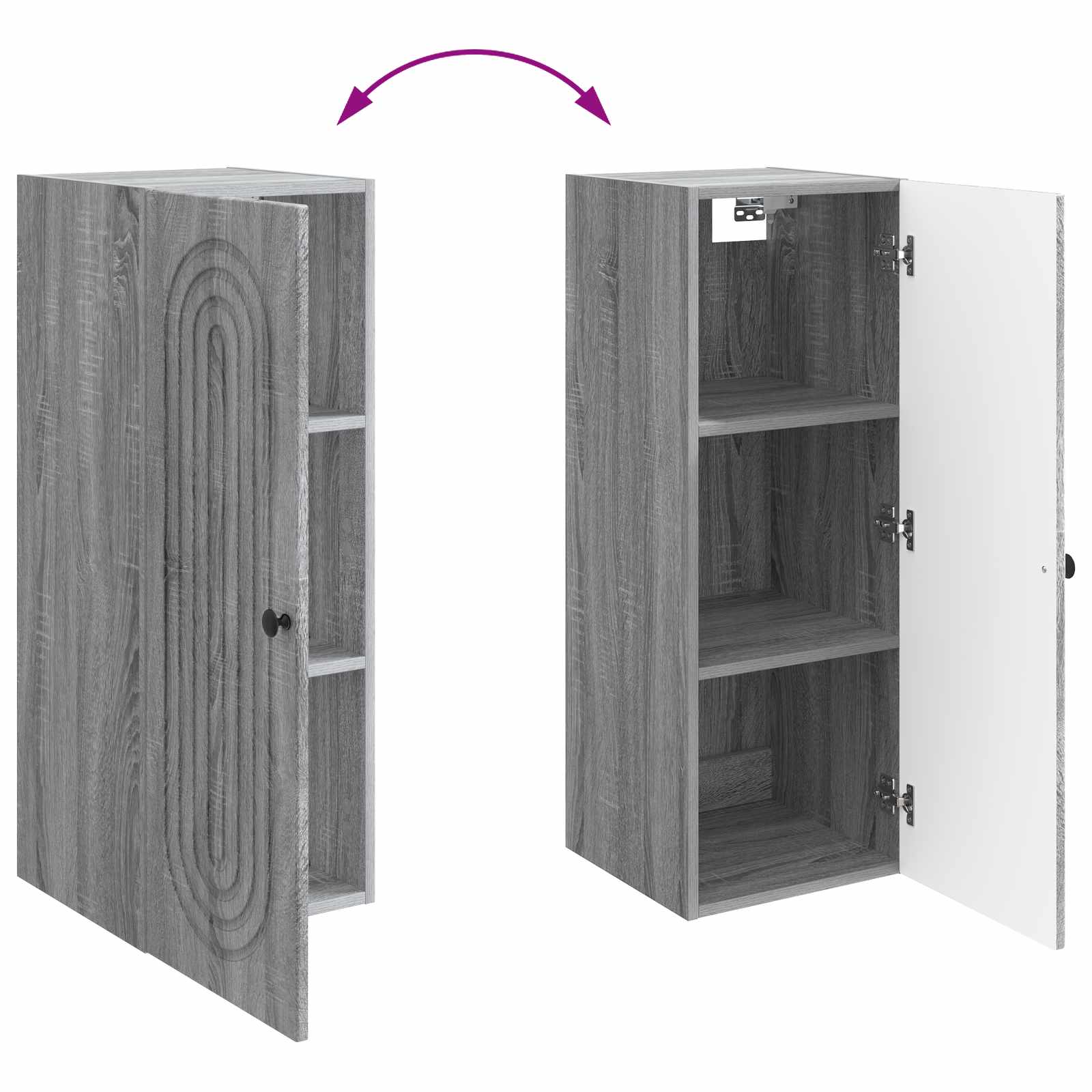 Wandkast Grijs Sonoma 33 x 34,5 x 90 cm Bewerkt hout – afbeelding 8