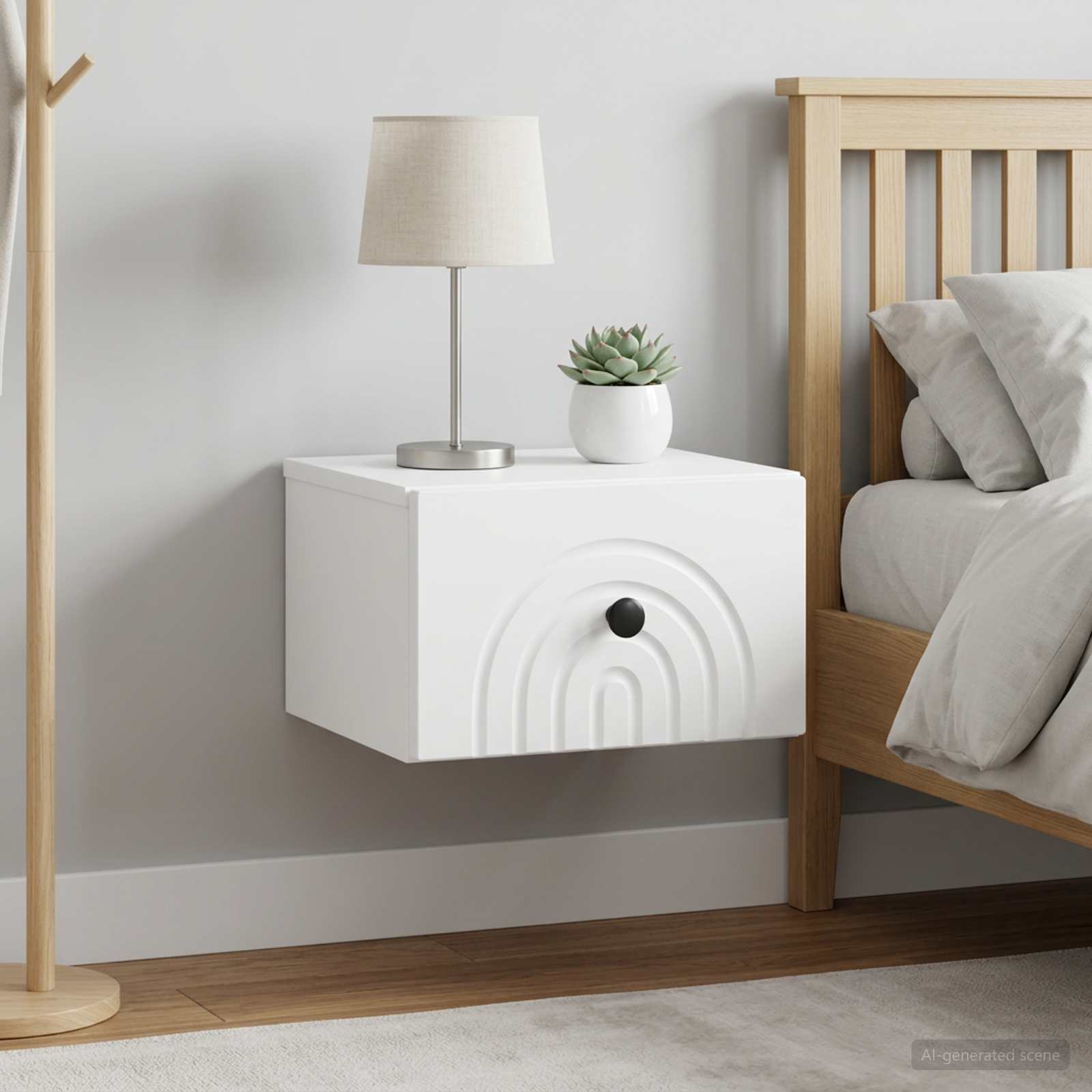 Wandbeugel Bedkast 2 pcs Wit 33 x 34,5 x 20 cm Bewerkt hout