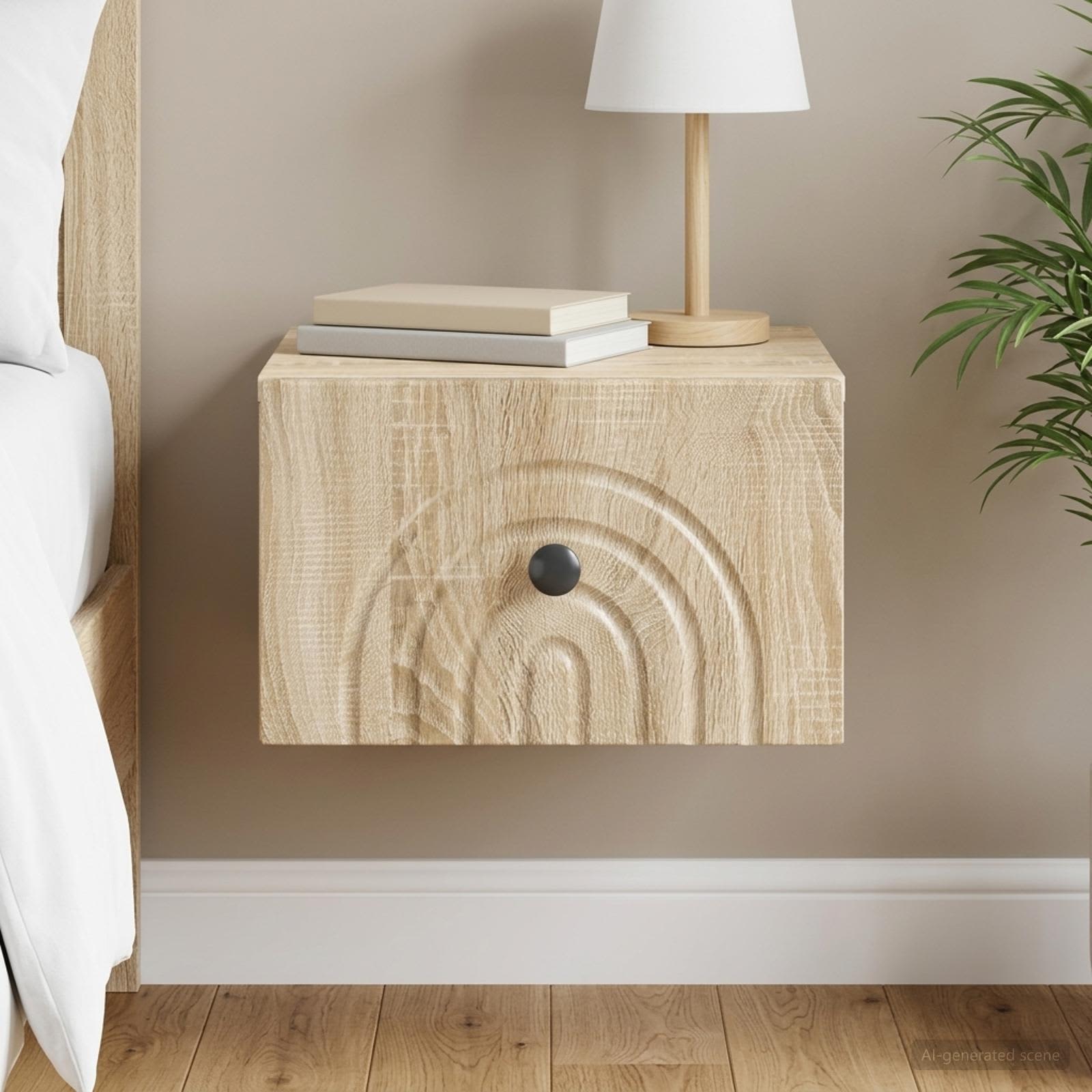 Wandbeugel Bedkast Sonoma Eiken 33 x 34,5 x 20 cm Bewerkt hout