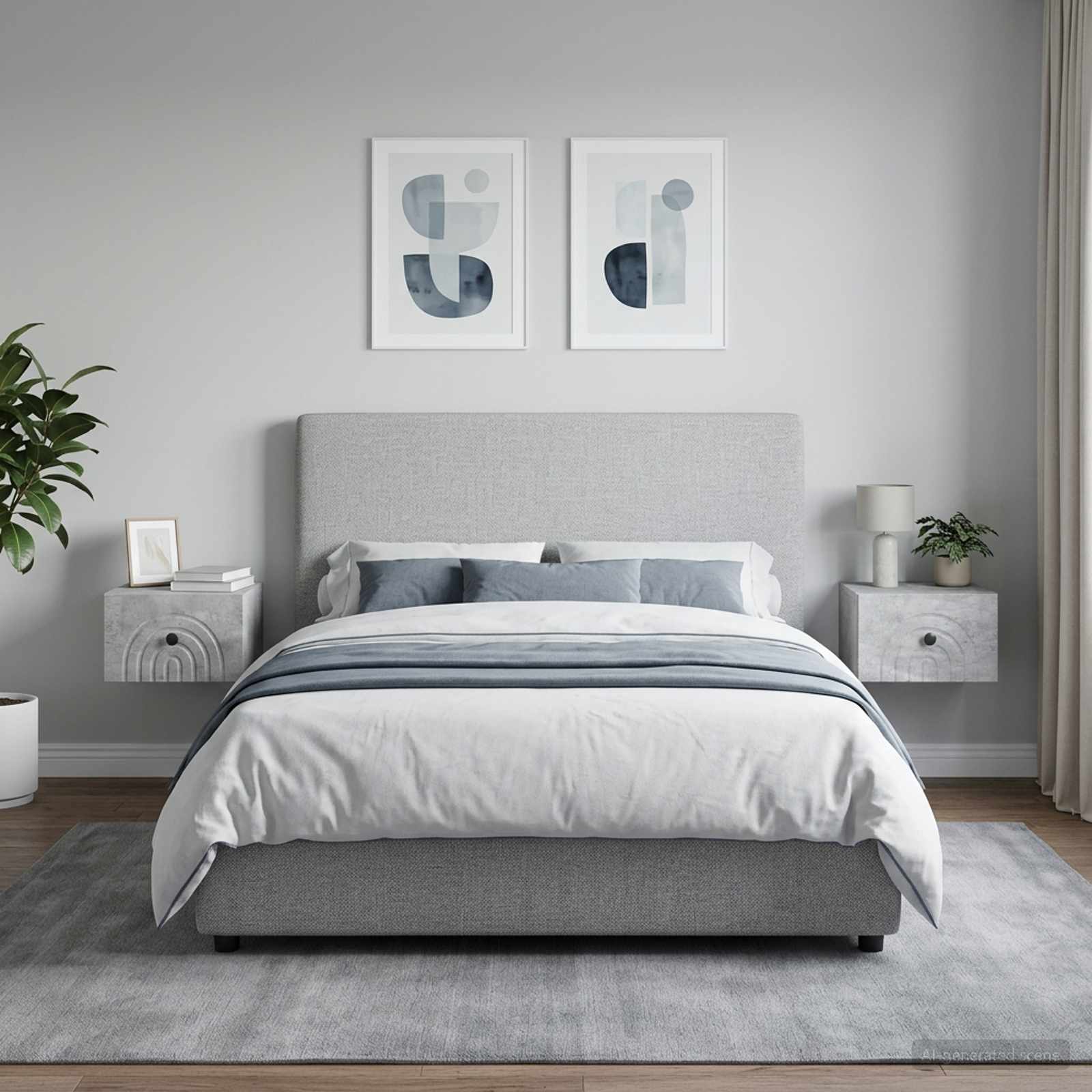 Wandbeugel Bedkast met lade 2 pcs Betongrijs 33 x 34,5 x 20 cm