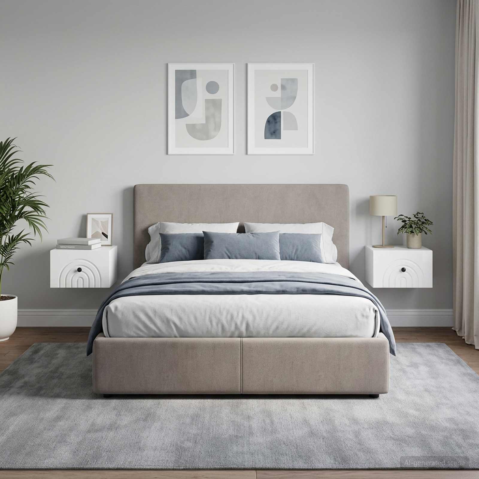 Wandbeugel Bedkast 2 pcs Hoogglans Wit 33 x 34,5 x 20 cm