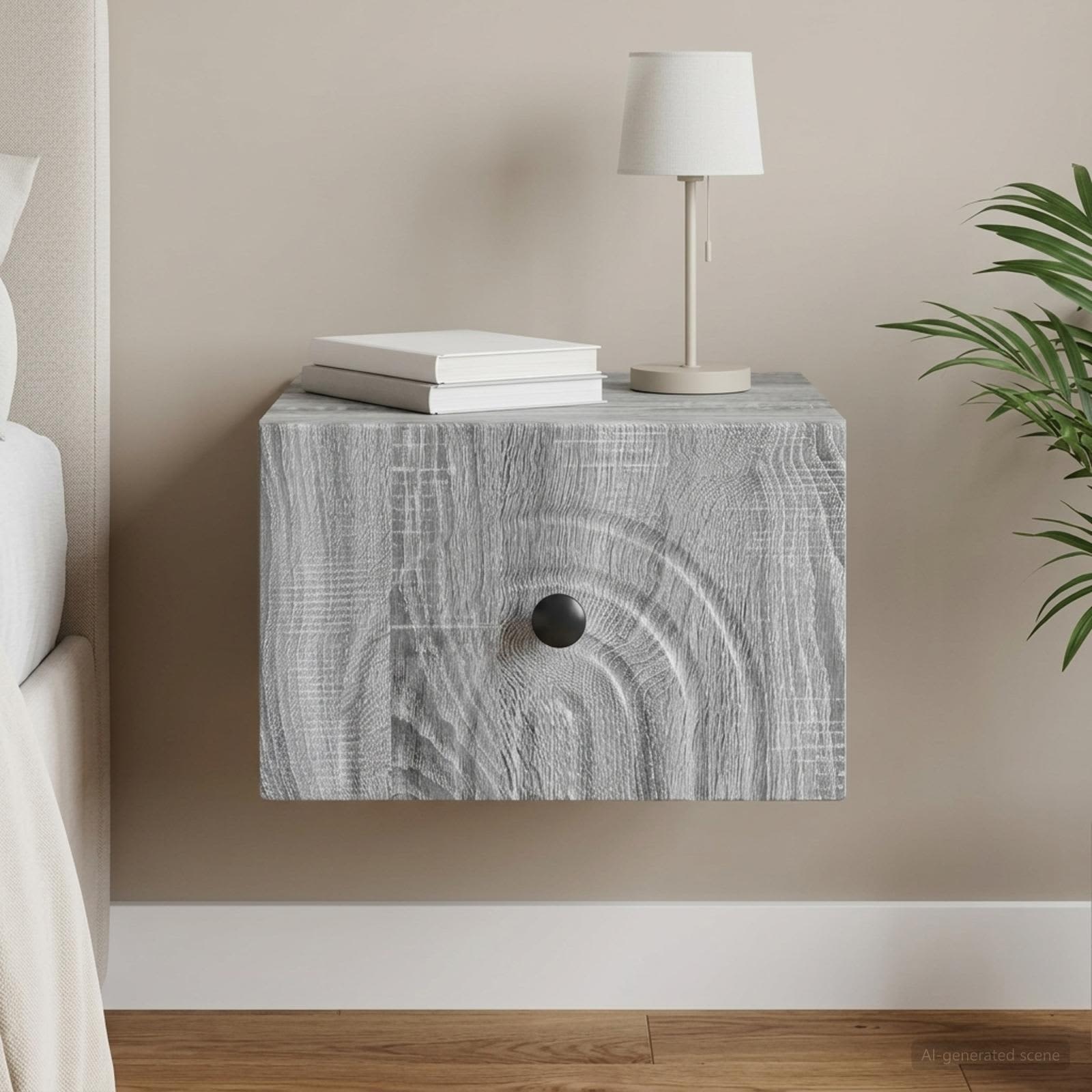 Wandbeugel Bedkast Grijs sonoma 33 x 34,5 x 20 cm Bewerkt hout