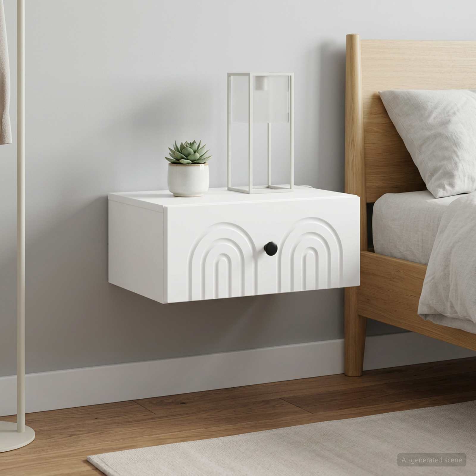 Wandbeugel Bedkast 2 pcs Wit 49 x 34,5 x 20 cm Bewerkt hout