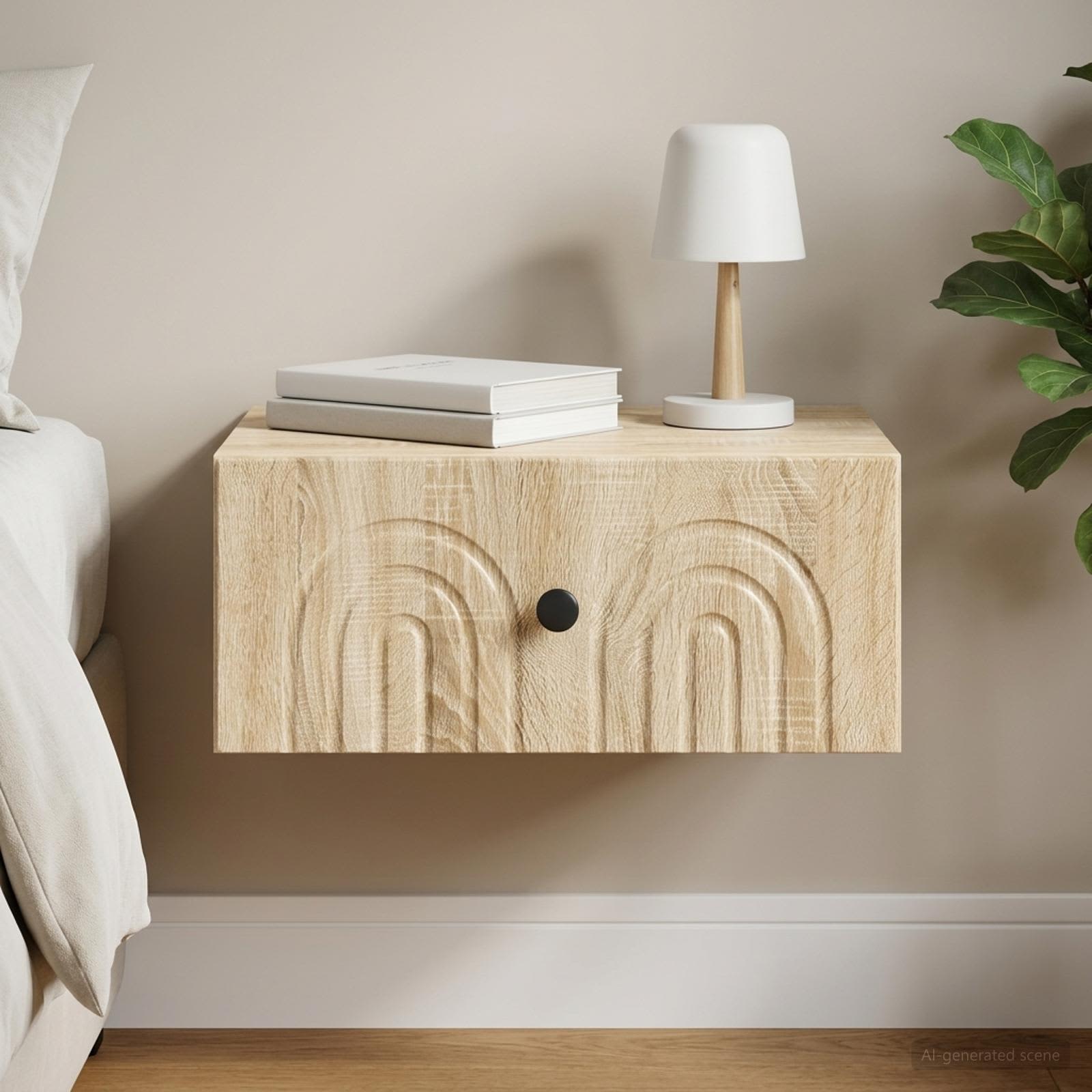Wandbeugel Bedkast Sonoma Eiken 49 x 34,5 x 20 cm Bewerkt hout