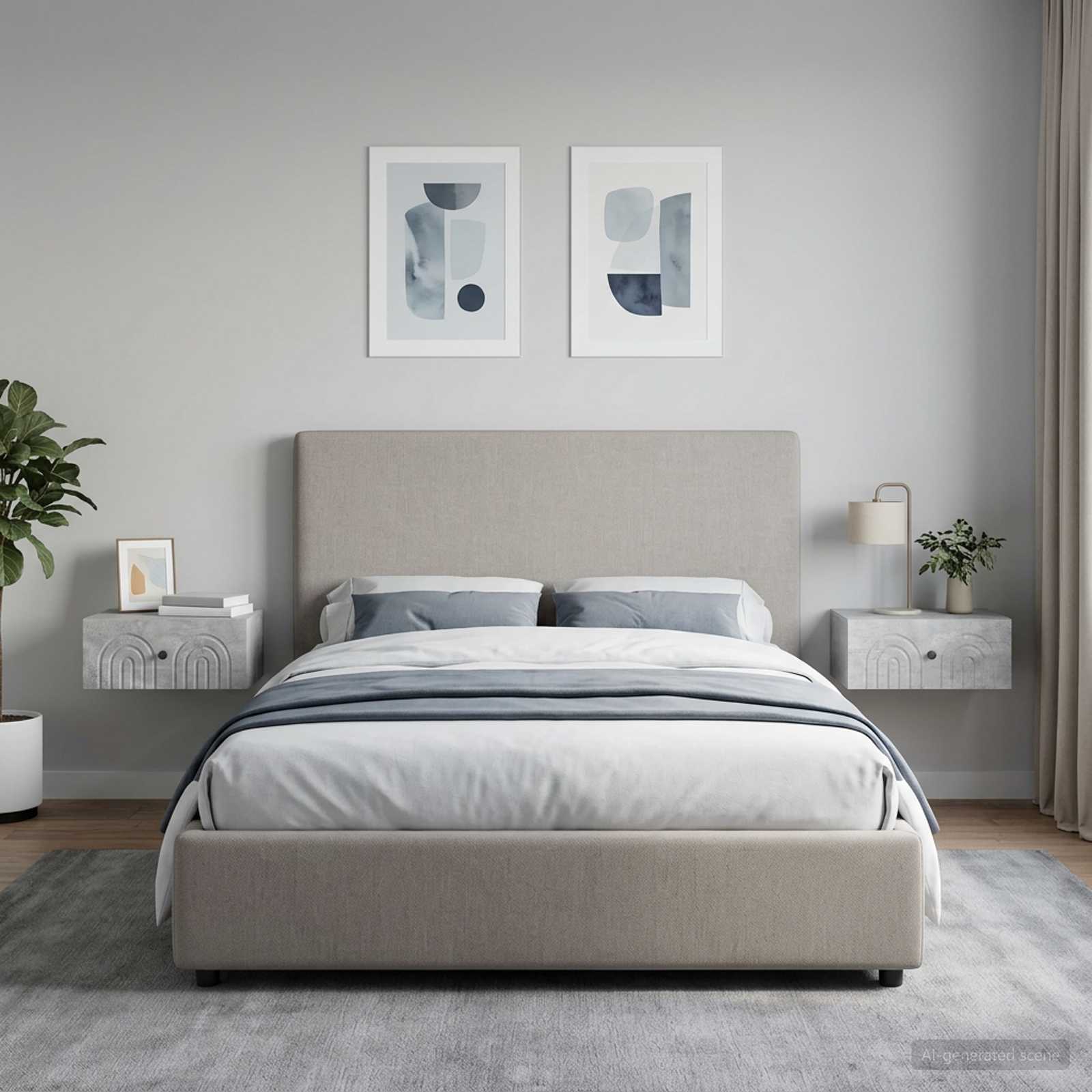 Wandbeugel Bedkast met lade 2 pcs Betongrijs 49 x 34,5 x 20 cm