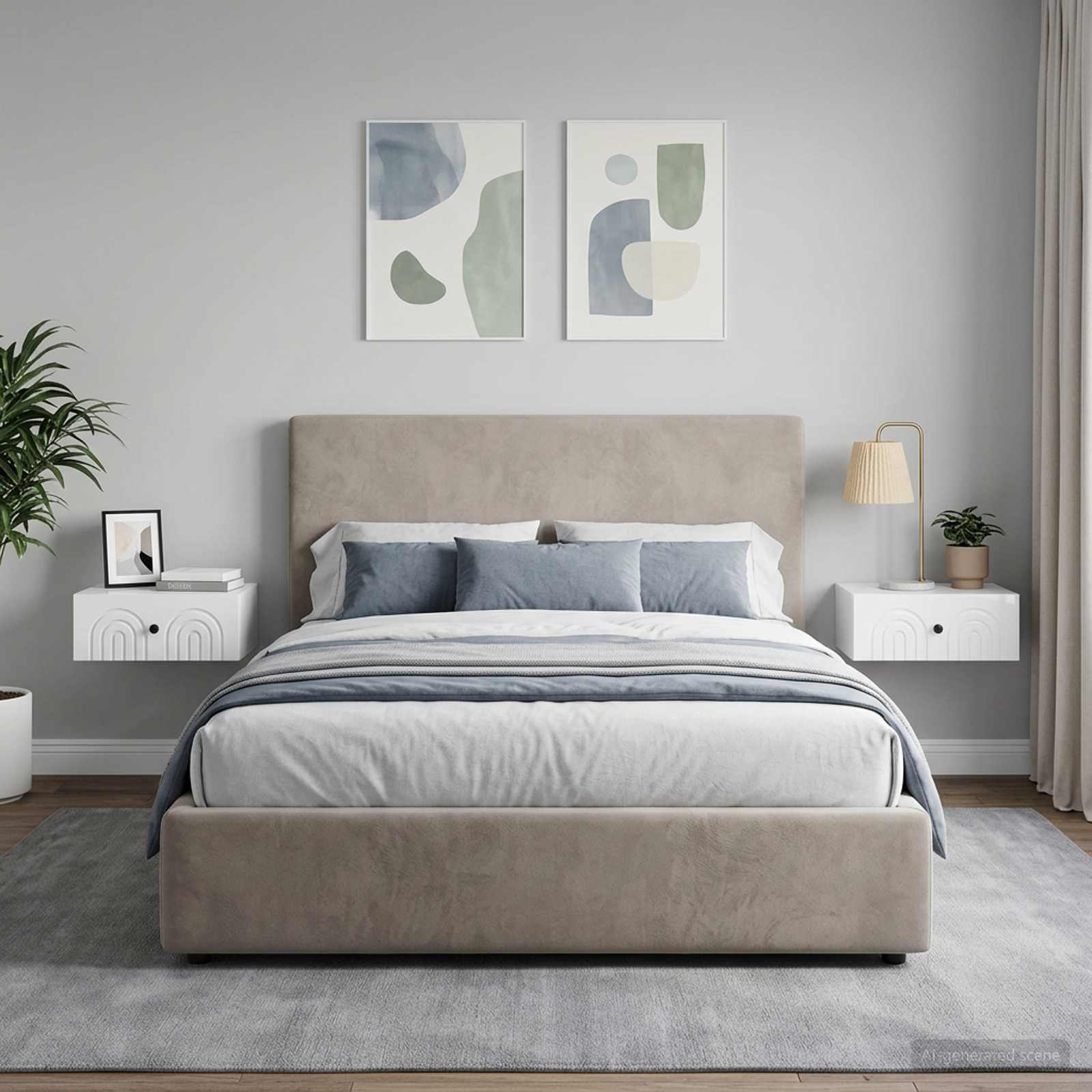 Wandbeugel Bedkast 2 pcs Hoogglans Wit 49 x 34,5 x 20 cm