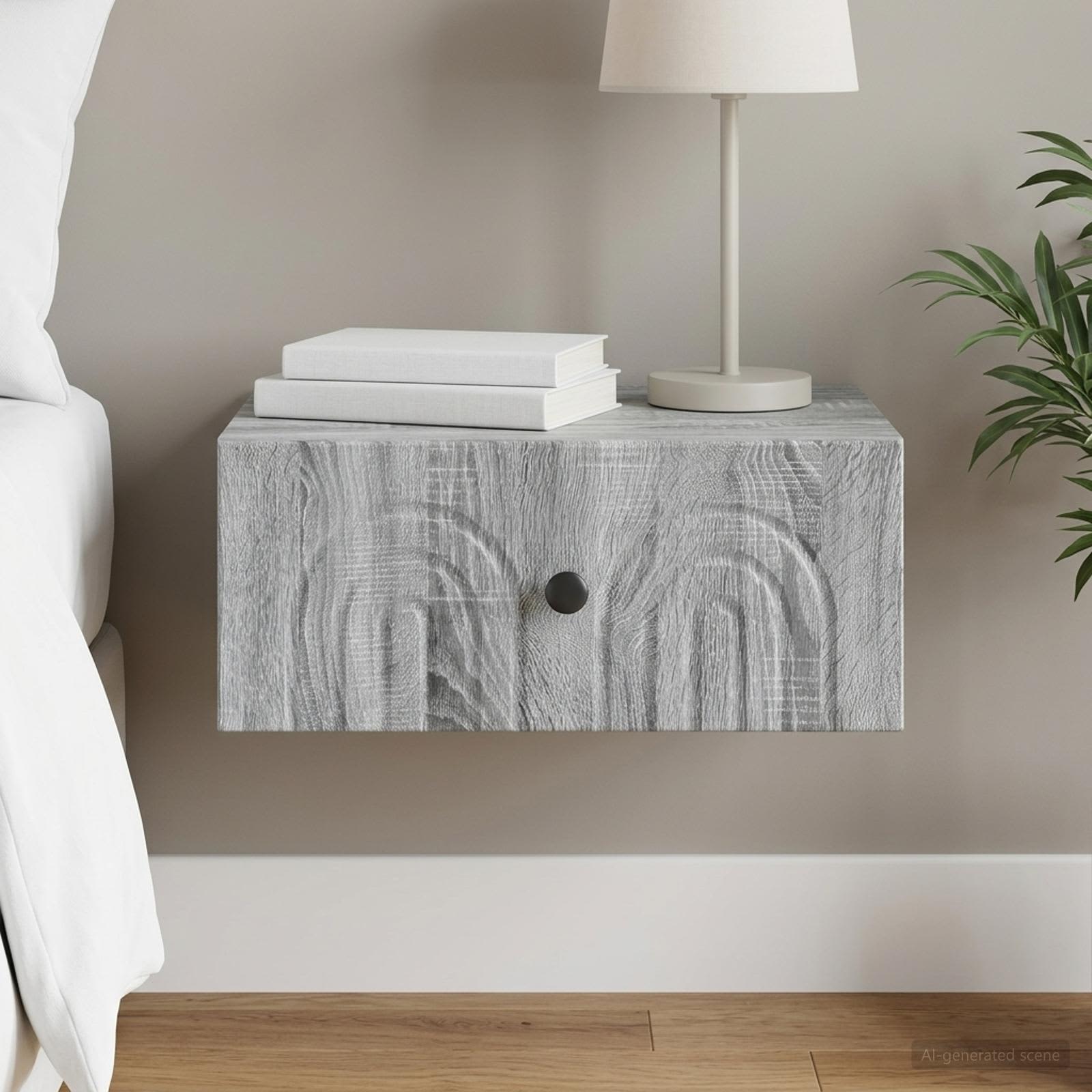 Wandbeugel Bedkast Grijs sonoma 49 x 34,5 x 20 cm Bewerkt hout