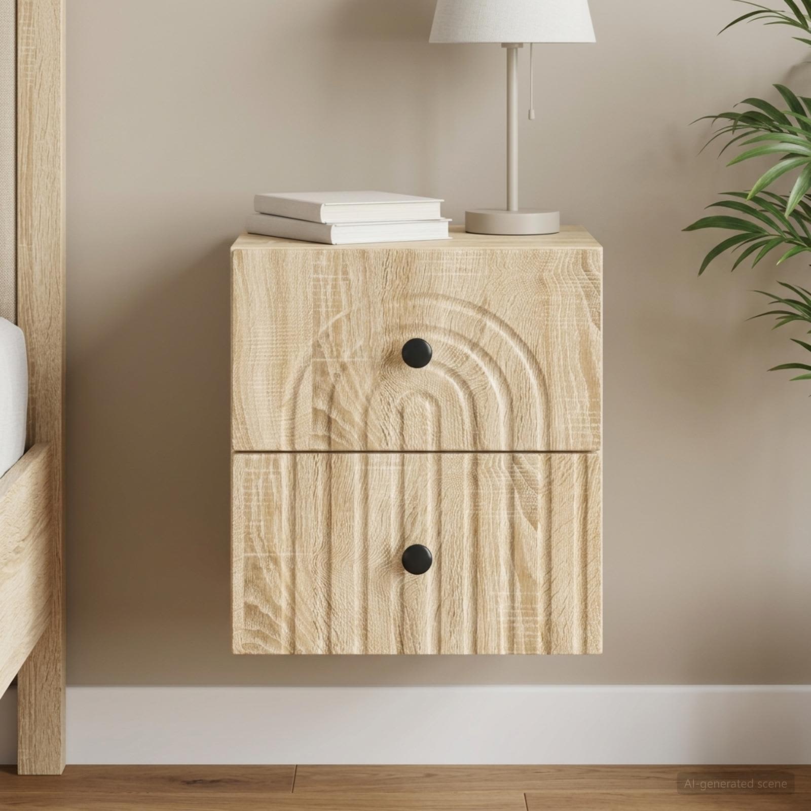 Wandbeugel Bedkast Sonoma Eiken 33 x 34,5 x 40 cm Bewerkt hout