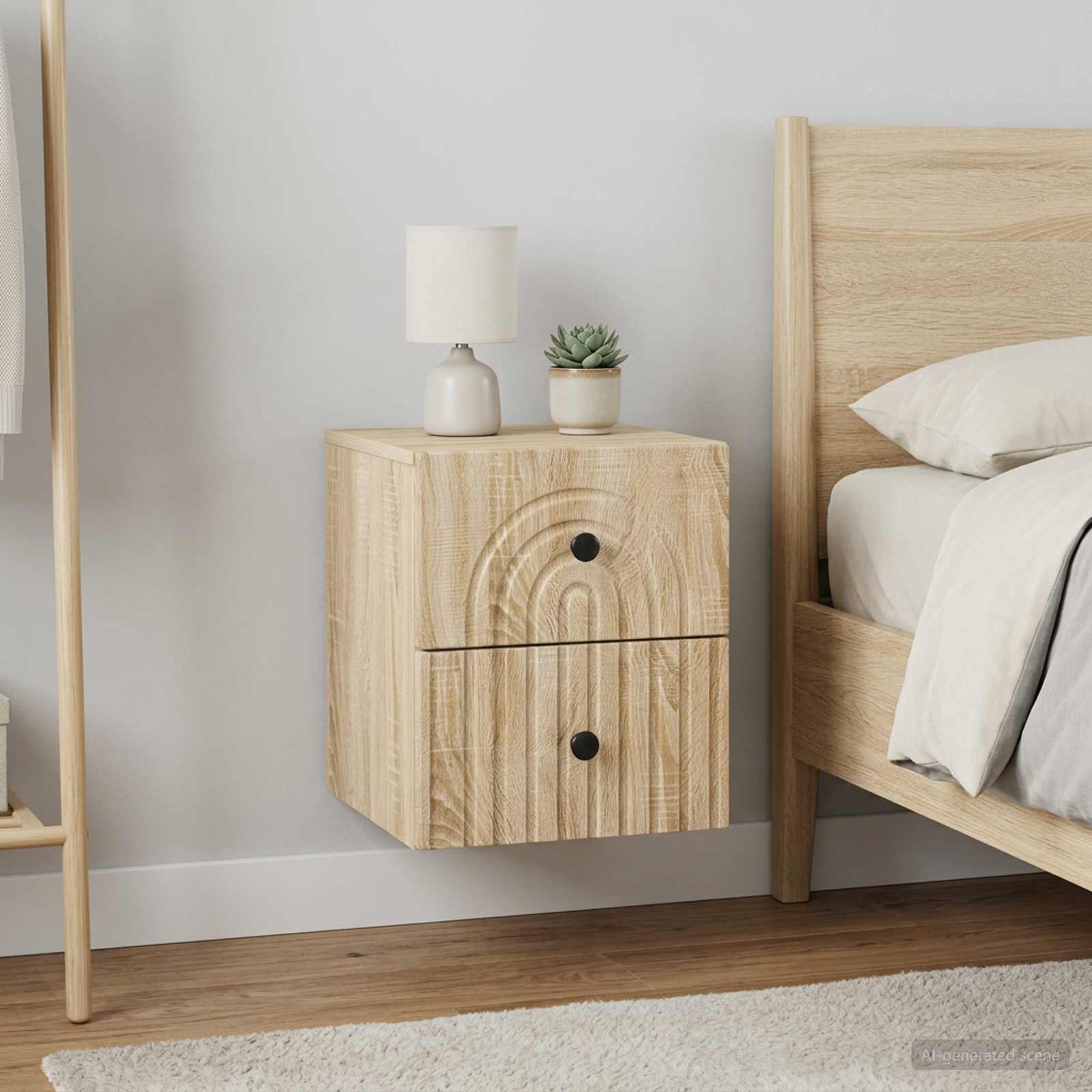 Wandbeugel Bedkast 2 pcs Sonoma Eiken 33 x 34,5 x 40 cm